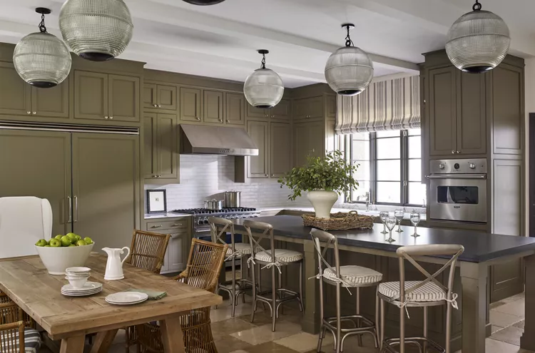 12+ Timeless Kitchen Cabinet Colors Designers - High-Gloss Dusty Green