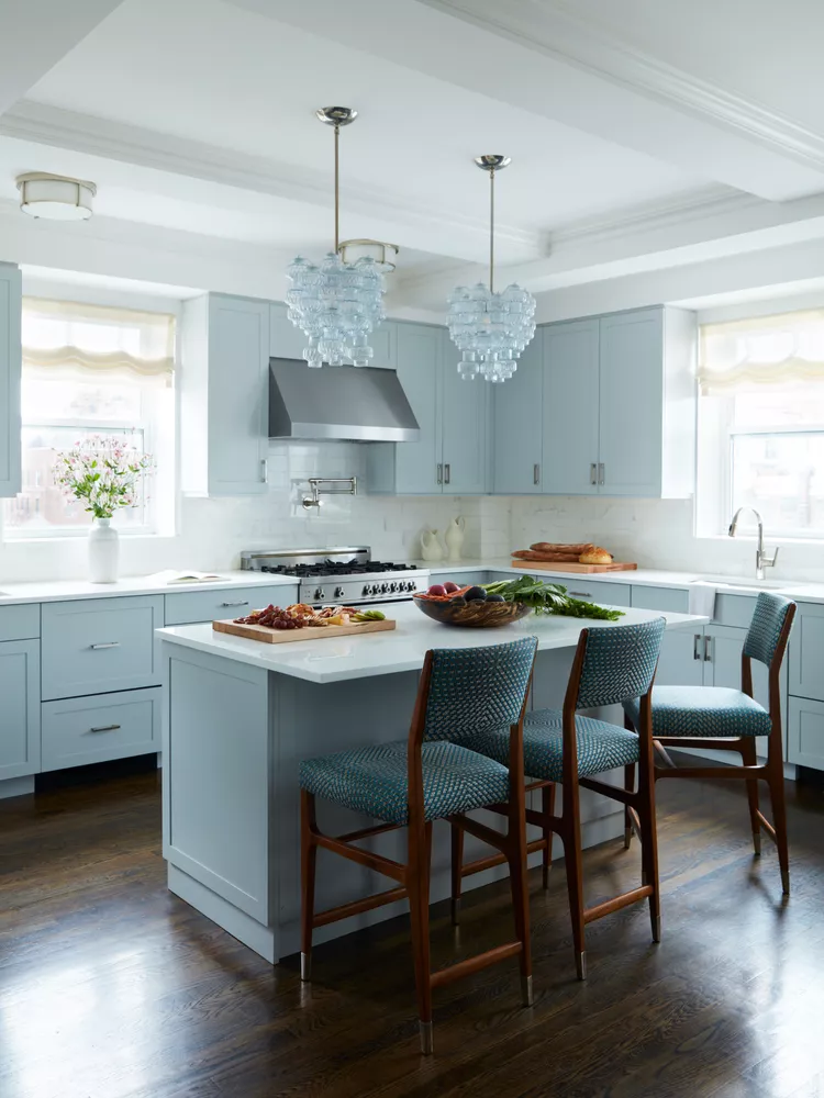 12+ Timeless Kitchen Cabinet Colors Designers - Whisper of Sky Blue