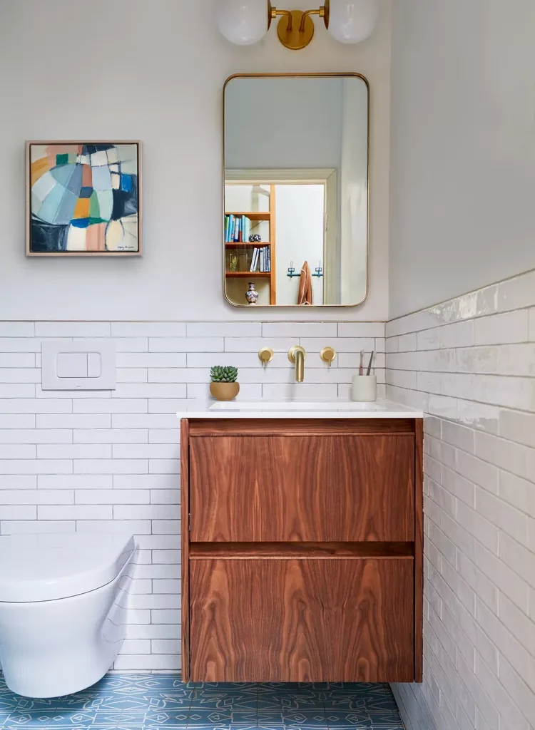 30 Modern Bathroom Ideas for a Relaxing Retreat - Mount the Vanity and Toilet