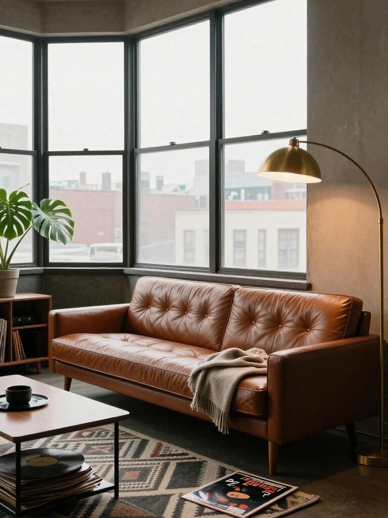 Cozy Tan Leather Sofas