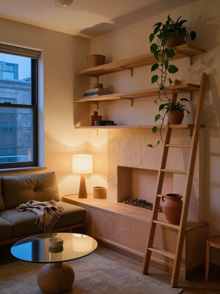 Ladder Shelves for Small Room Storage