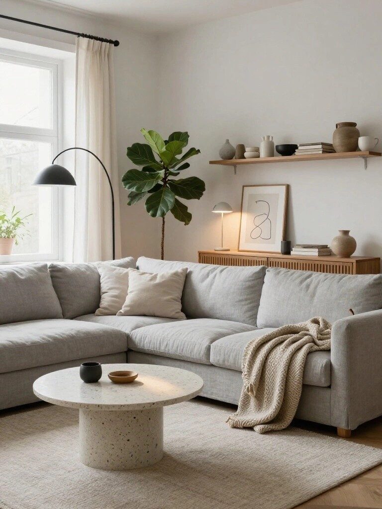 Light Gray Sectional in Neutral Rooms