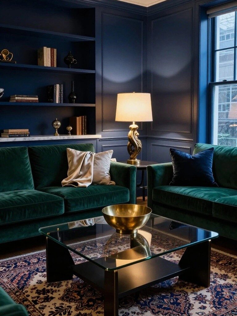 Navy Walls for Cozy Small Living Rooms