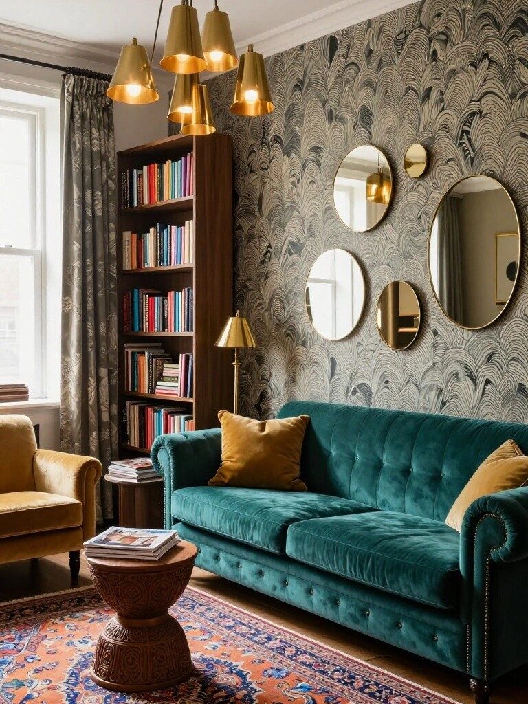 Living Rooms with Bold Wallpaper