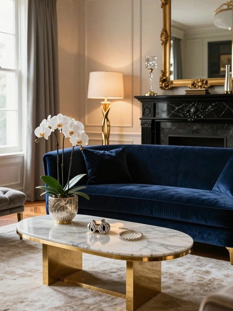 Navy Velvet Sofa for Rich Comfort