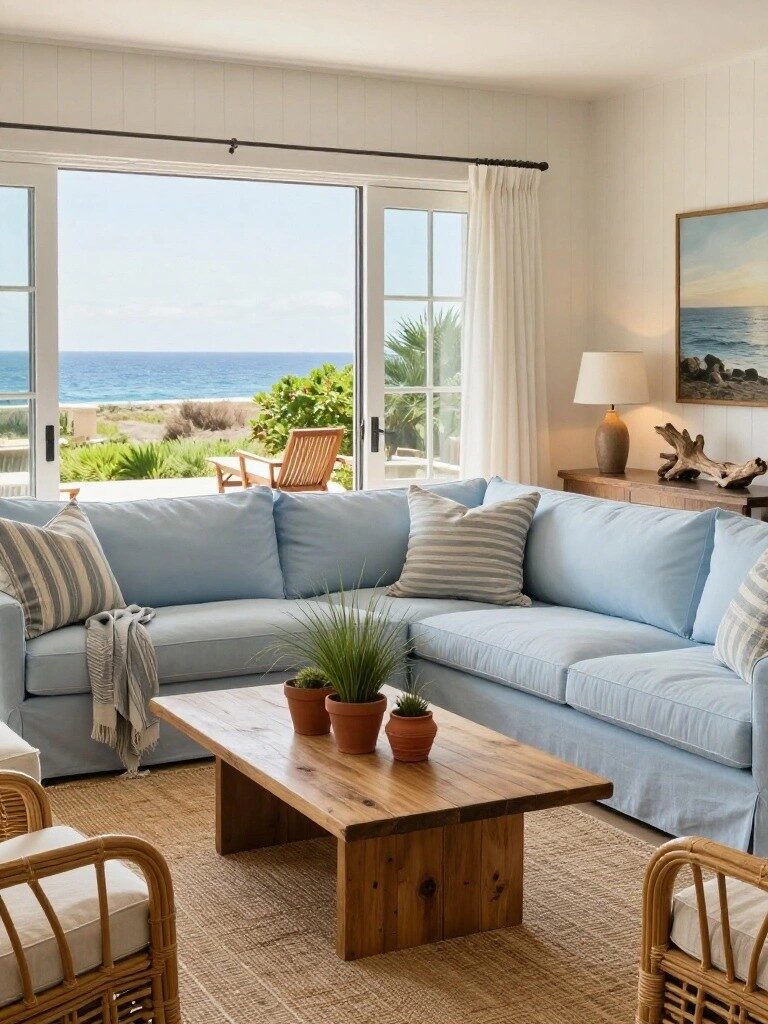 Slipcovered Sofas for Coastal Living Rooms