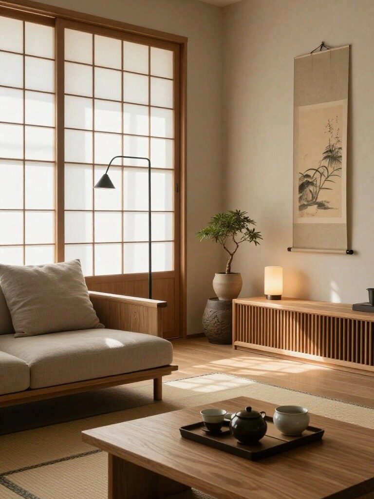 Zen Living Room with Shoji Screens