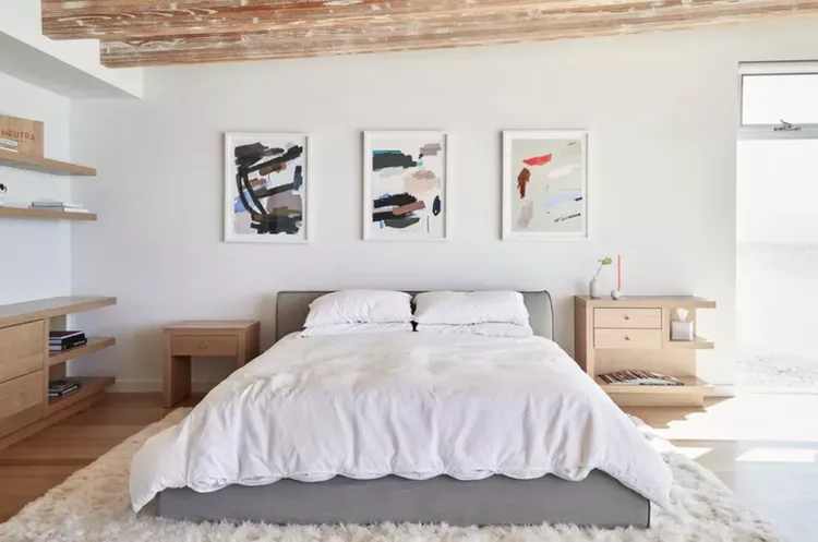 Small Primary Bedroom Ideas Use White Bedding - Jenna Peffley for Lonny
