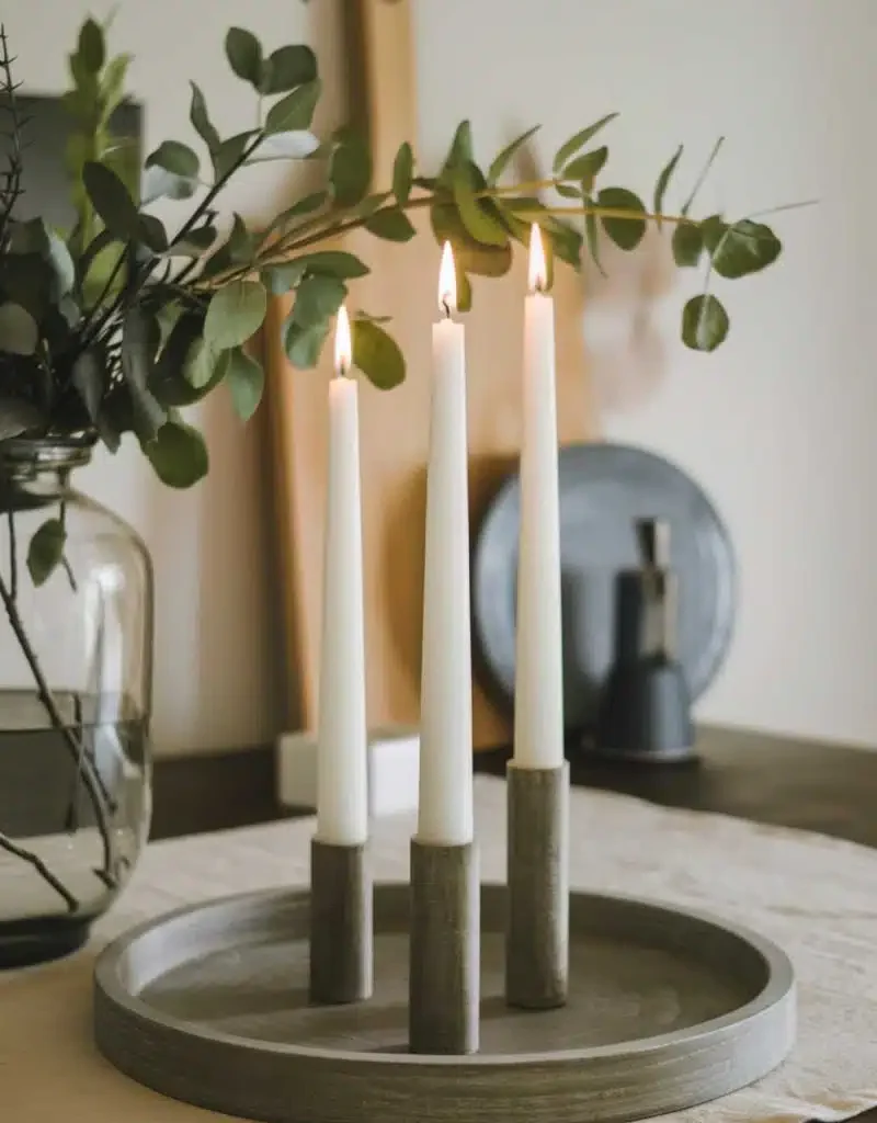 kitchen table centerpiece with candles - Modern Holder with Greenery