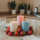 kitchen table centerpiece with candles Pastel Candles Strawberrie