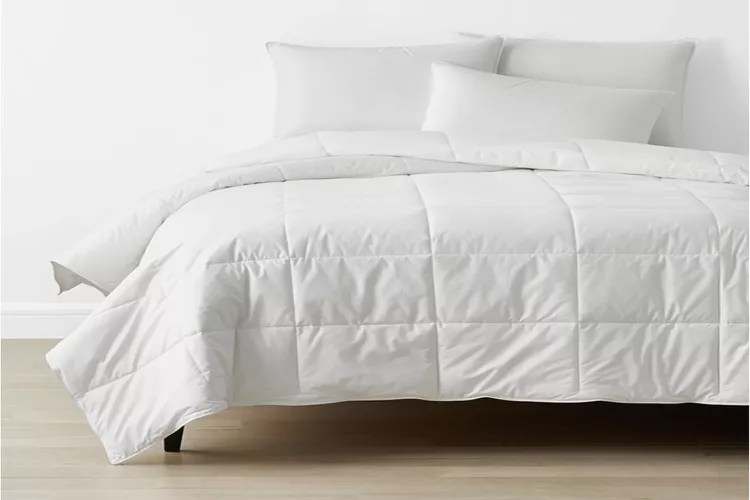 The Company Store Cool Zzz cooling comforter on a bed
