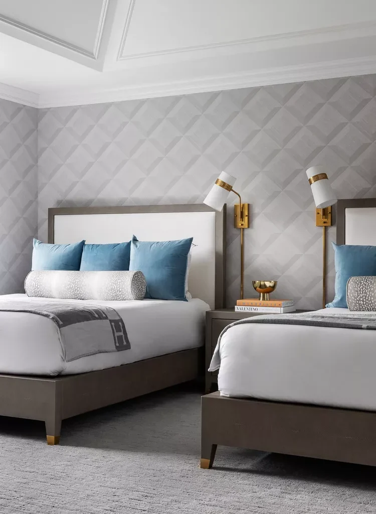 Gray and White Bedroom Ideas for a Timeless, Calming Space-01 Install Gray and White Wallpaper