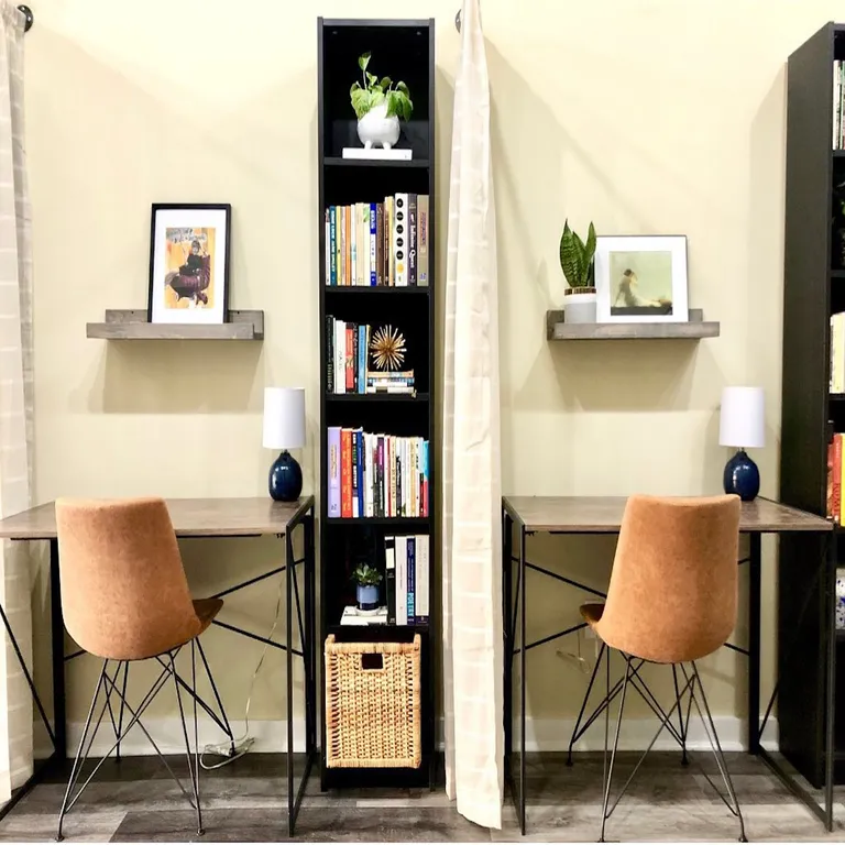 Small Office Layout Ideas - Use Curtains to Divide a Space