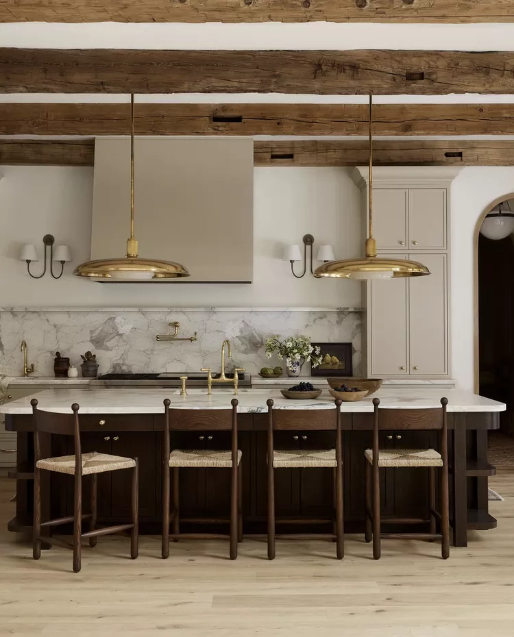 34 White and Gold Kitchen Ideas for a Luxe-11 Rustic White and Gold Kitchen