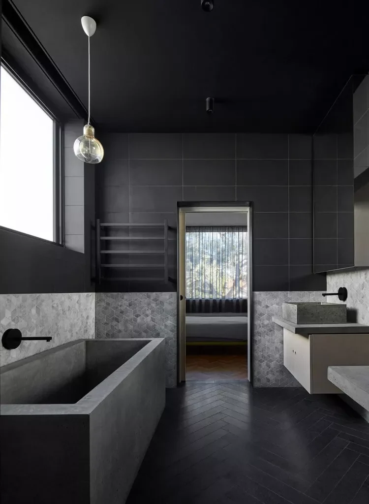 Black Bathroom Ideas for a Chic, Moody Space-Mix in Some Gray Notes