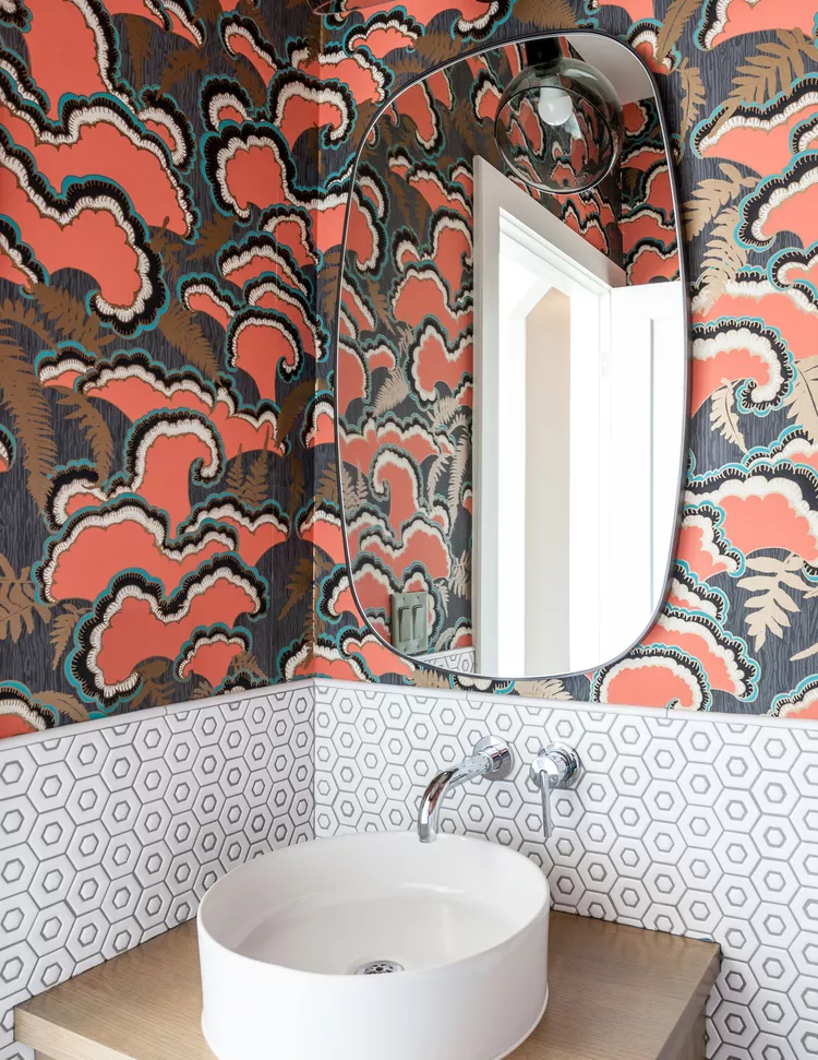 Midcentury Modern Bathroom Ideas-19 Add Color and Pattern