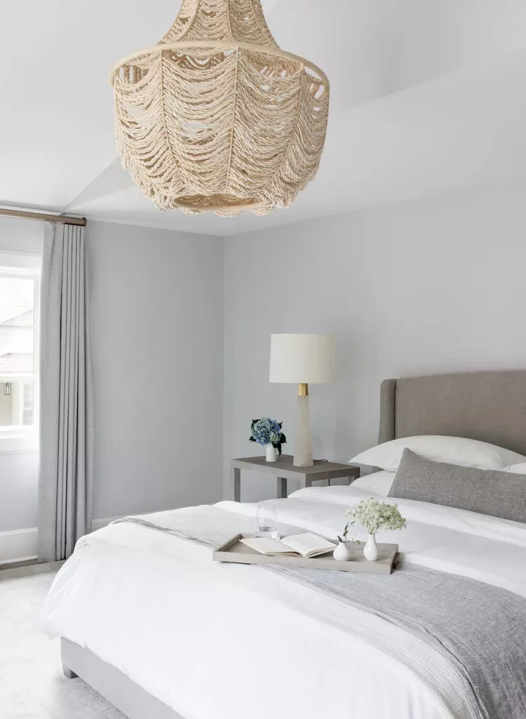 Gray and White Bedroom Ideas for a Timeless, Calming Space-19 Work in a Bit of Boho Style