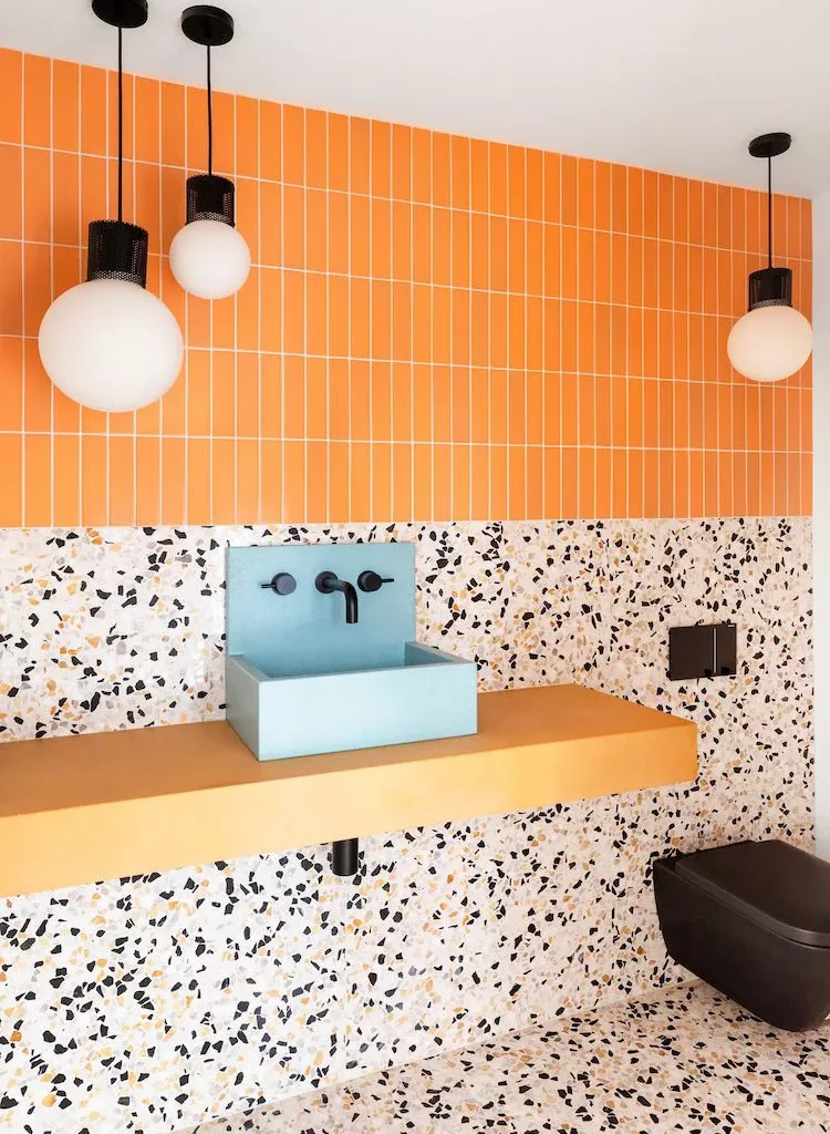 Midcentury Modern Bathroom Ideas-03 Try Terrazzo Tile