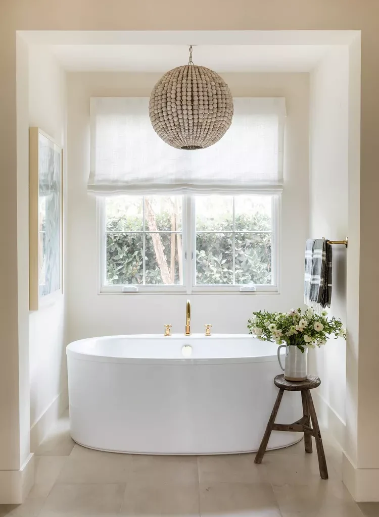  White Bathroom Ideas-20 Hang a White Chandelier