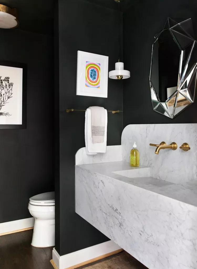 Black Bathroom Ideas for a Chic, Moody Space-Use Decorative Mirrors