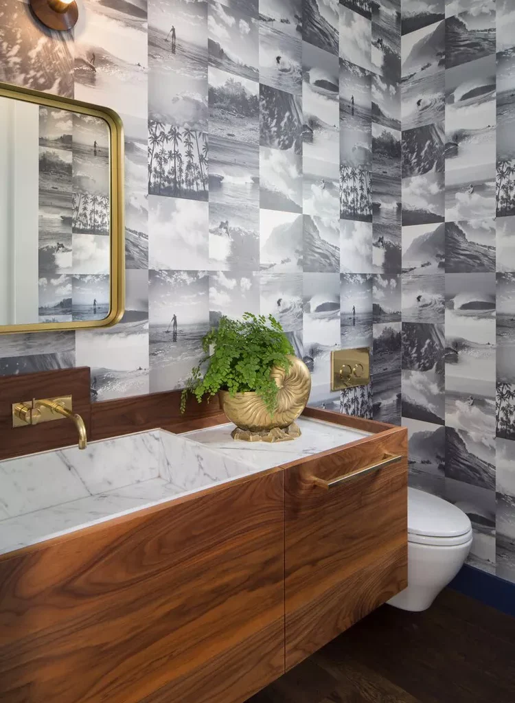 Midcentury Modern Bathroom Ideas-26 Lay Hardwood Flooring