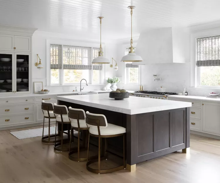 34 White and Gold Kitchen Ideas for a Luxe-24 White and Gold Kitchen With Custom Island