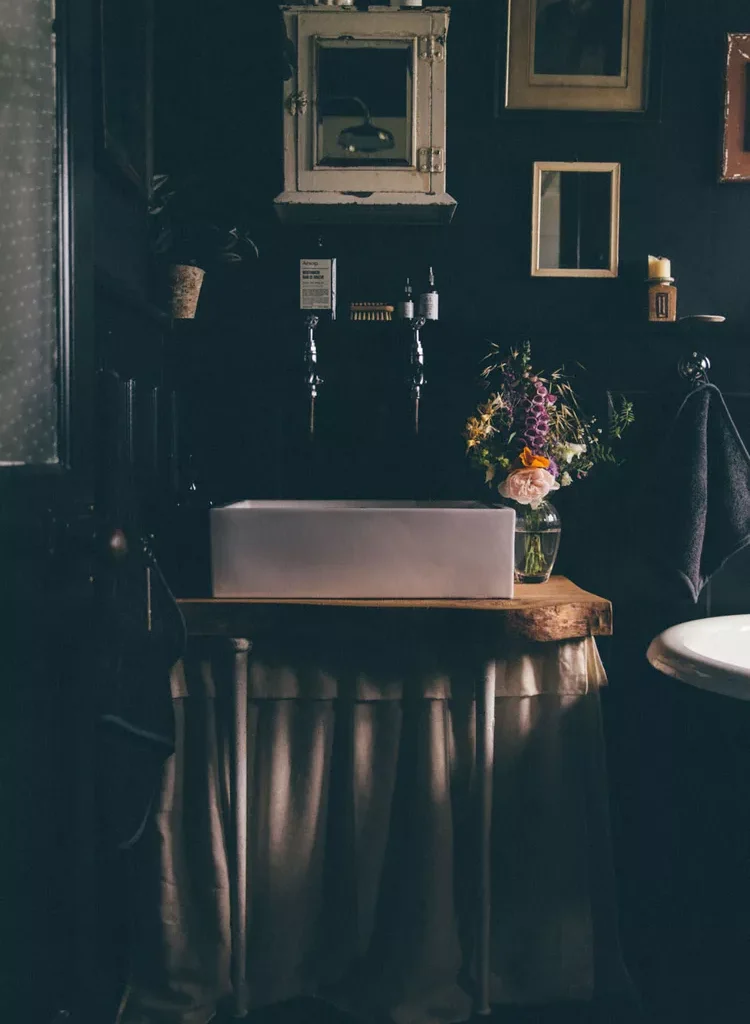 Black Bathroom Ideas for a Chic, Moody Space-Add Vintage Touches