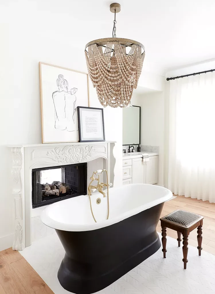  White Bathroom Ideas-26 Invest in a Bathroom Fireplace