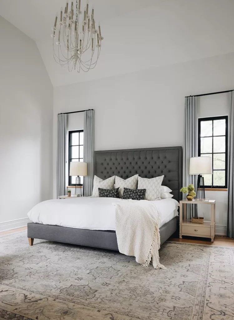 Gray and White Bedroom Ideas for a Timeless, Calming Space-27 Stay Symmetrical