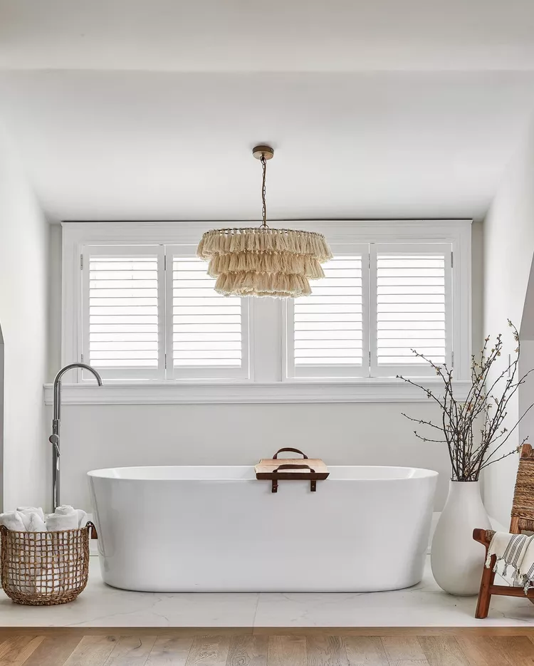  White Bathroom Ideas-29 Colorblock Your Floors