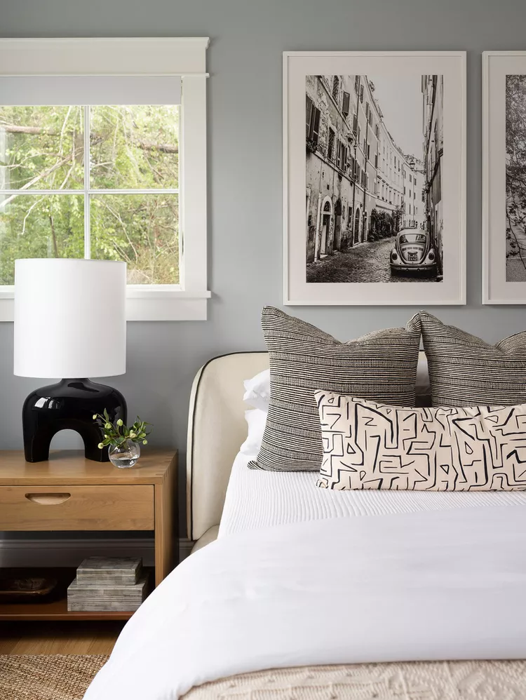 Gray and White Bedroom Ideas for a Timeless, Calming Space-02 Pair Gray and White With Pops of Black