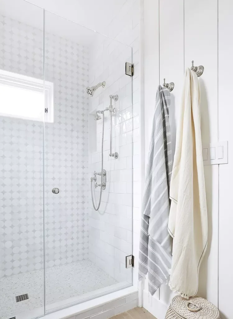 White Bathroom Ideas That Are Simple 03 Mix and Match Different Tiles