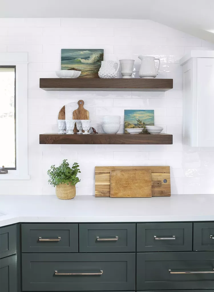 Minimalist Kitchen Ideas for a Simple, Stylish Space -Open Shelving Display