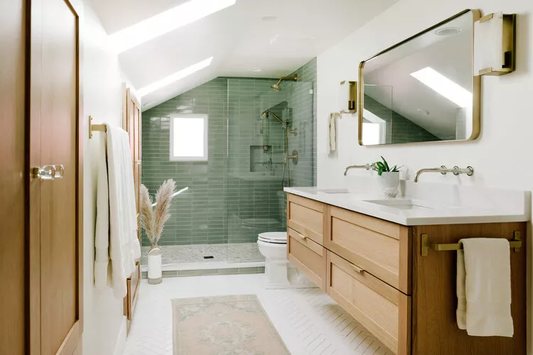 Midcentury Modern Bathroom Ideas-34 Accent with Green