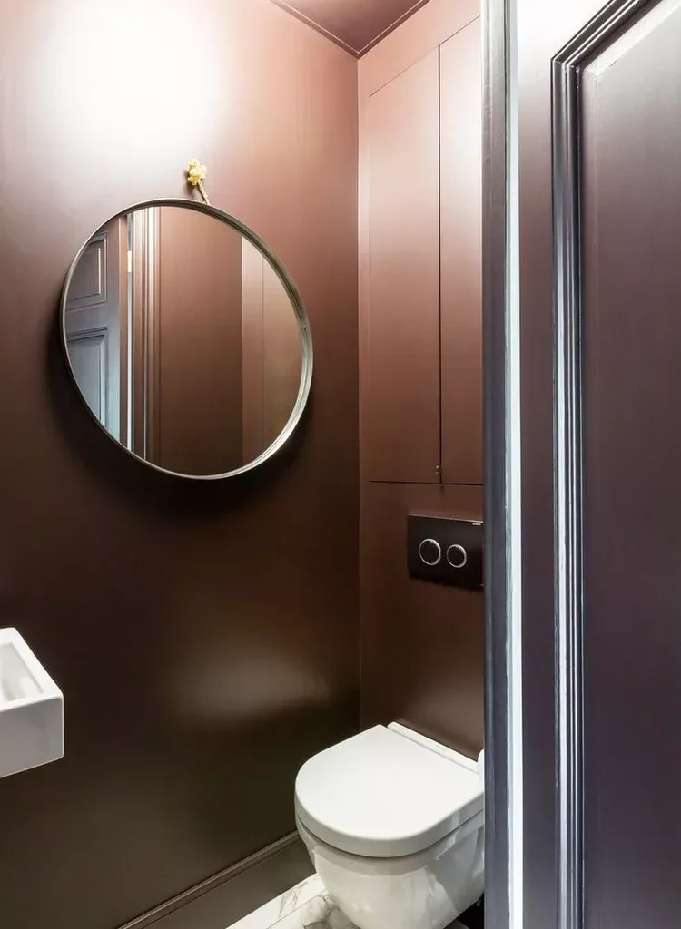 Midcentury Modern Bathroom Ideas-37 Use Chocolate Hues