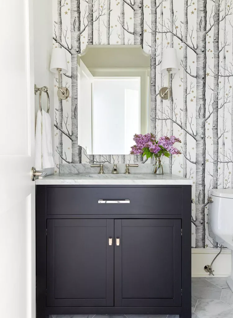 Midcentury Modern Bathroom Ideas-35 Hang Vintage-Inspired Wallpaper
