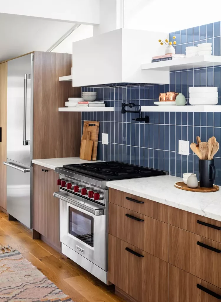 14 Small Galley Kitchen Ideas to Maximize a Tight Space -04 Clean Midcentury Style
