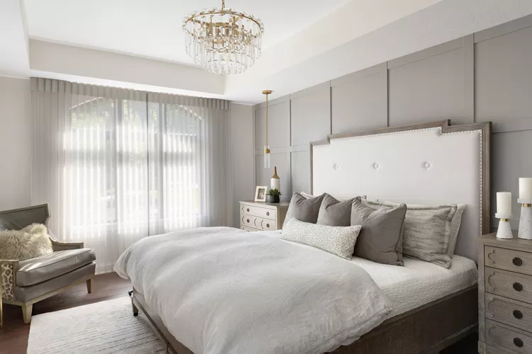 Gray and White Bedroom Ideas for a Timeless, Calming Space-32 Add Texture Using Board and Batten