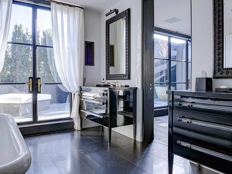 Black Bathroom Ideas for a Chic, Moody Space-Use Reflective Materials