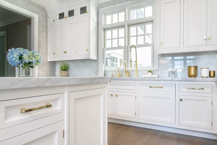 34 White and Gold Kitchen Ideas for a Luxe-06 Custom White and Gold Kitchen