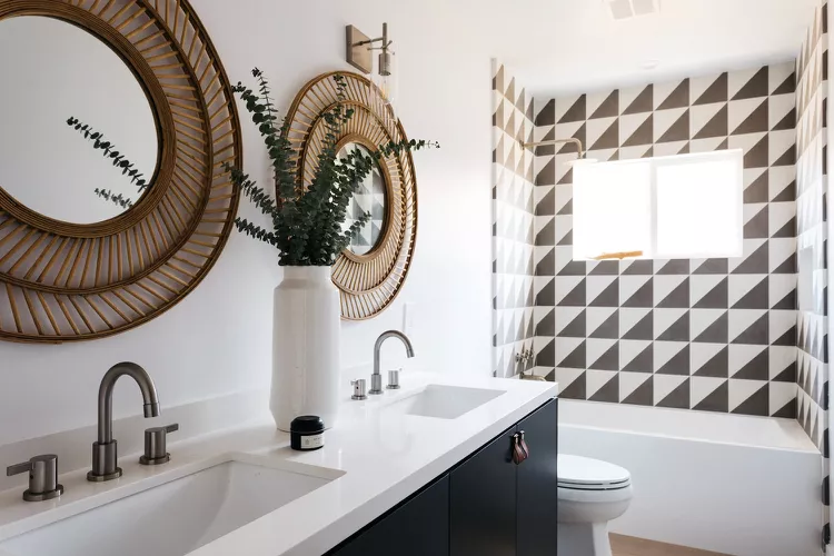 Midcentury Modern Bathroom Ideas-09 Add Rattan Details