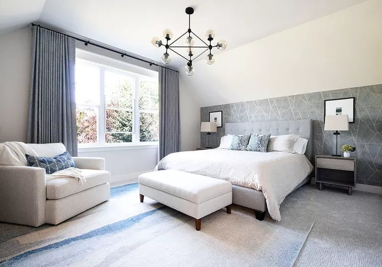 Gray and White Bedroom Ideas for a Timeless, Calming Space-06 Try an Accent Wall