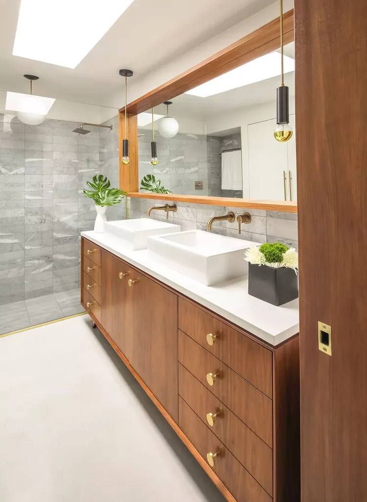 Midcentury Modern Bathroom Ideas-10 Lean Into Warm Wood Tones