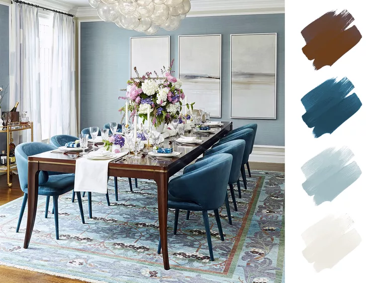 Dusty Blue + Cream + Rich Wood